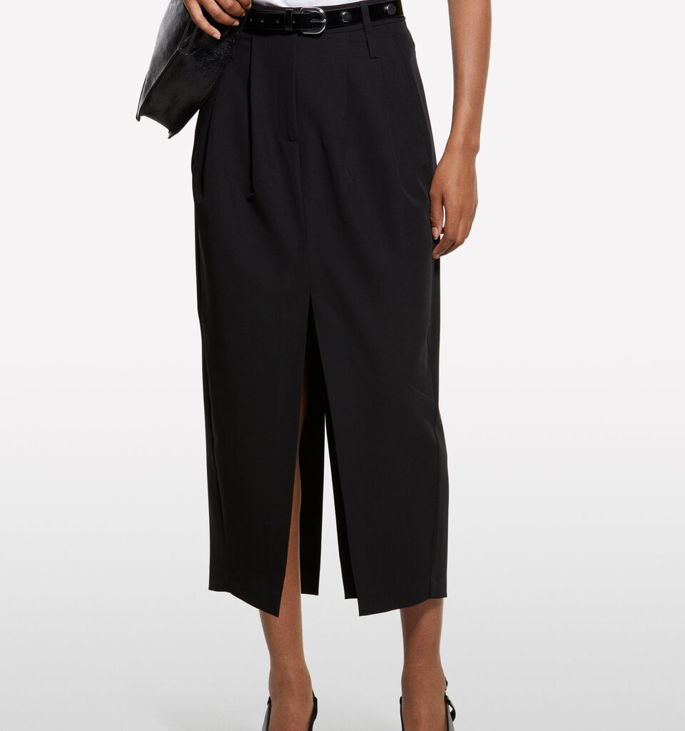 Jupe midi noire avec fente - jupes midi, jupes mi-longues femme - Noir | Sisley image number 3